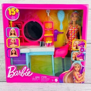 Barbie Totally Hair Salon Playset W/ Fashion Doll & Accessories NEW